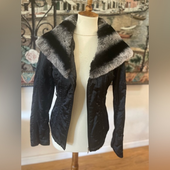 Cache Vintage Y2K women rabbit fur soft Moto jacket. Size 6 Excellent condition - Picture 3 of 8